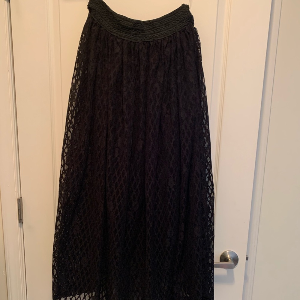 Black maxi skirt with lace overlay